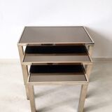 Set of gold-plated nesting tables 23 carats by Belgo Chrome Belgium 1960 s