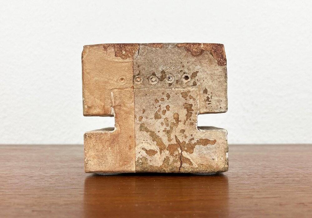 Klaus Lehmann, Cubist art sculpture in postmodern German brutalist ceramic Studio Pottery no. 337 81, 1981
