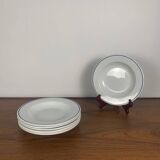 Set of 6 Sarreguemines soup plates, blue border