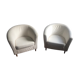 2 white fabric club chairs