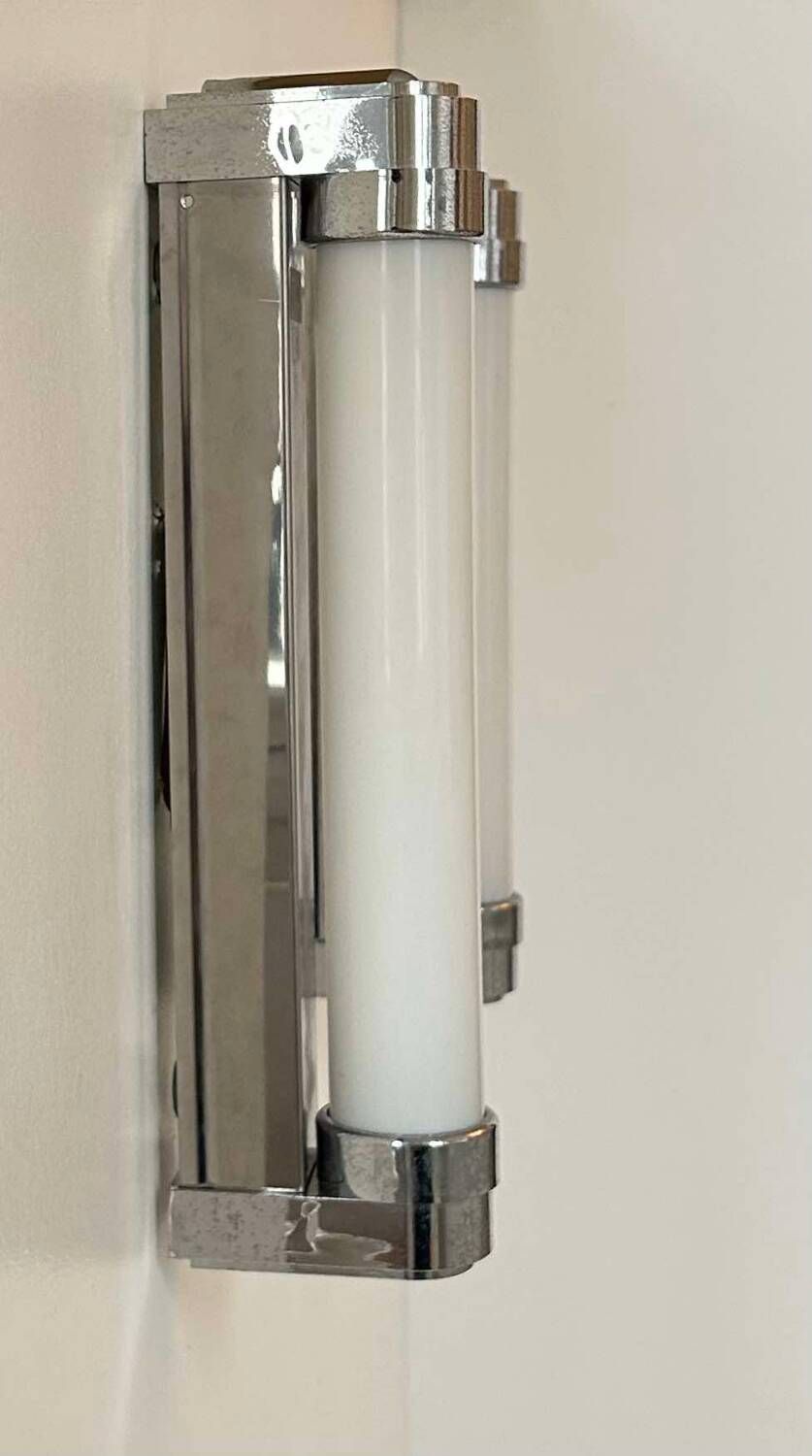 Pair of vintage wall lights, chromed metal, Italy 1970