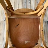 Set of 4 baumann bistro chairs in blond wood / honey stamped 40-50 years