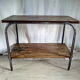 2-level industrial wood and metal side table