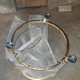 Round table in glass and brass and acrylic columns, 1980