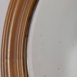 Vintage 1970s round wall mirror in walnut wood, Italian design