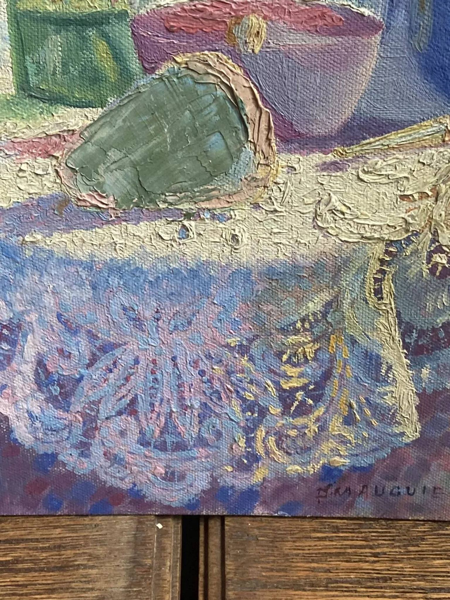 Old still life painting – small oil on mounted cardboard – 1970s/80s