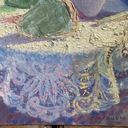 Old still life painting – small oil on mounted cardboard – 1970s/80s