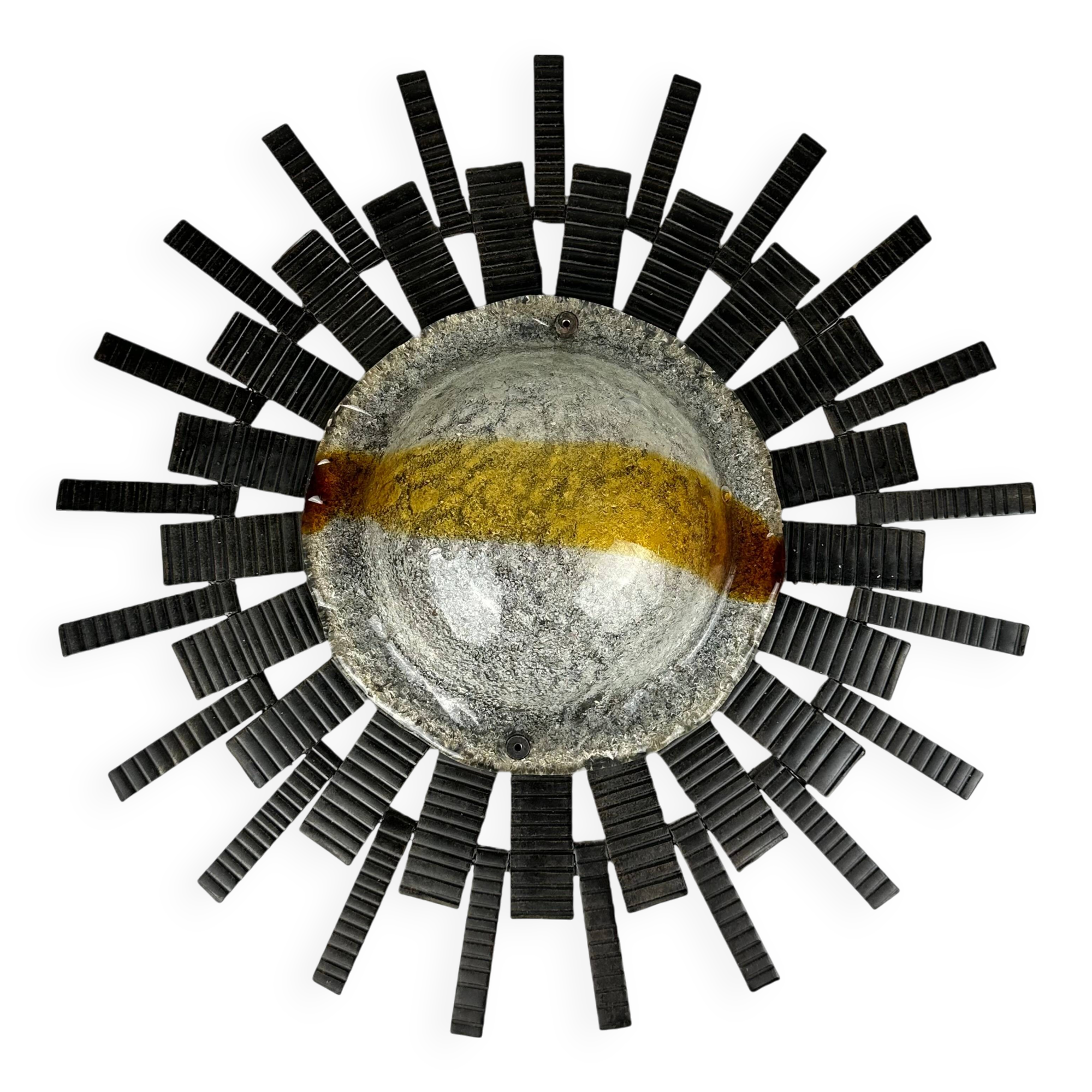 60s 70s Brutalist wall lamp wall light iron & glass by Honsel Leuchten