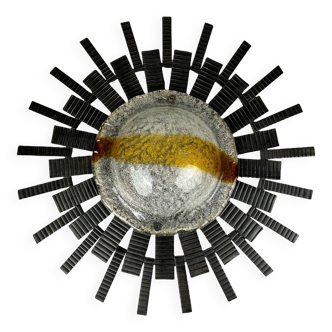 60s 70s Brutalist wall lamp wall light iron & glass by Honsel Leuchten