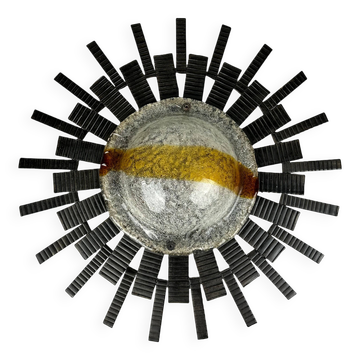 60s 70s Brutalist wall lamp wall light iron & glass by Honsel Leuchten