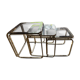 Brass nesting tables with smoked glass tops