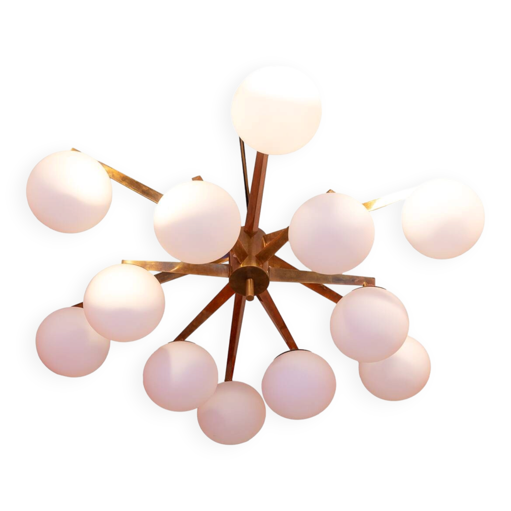 Lustre en laiton et opaline