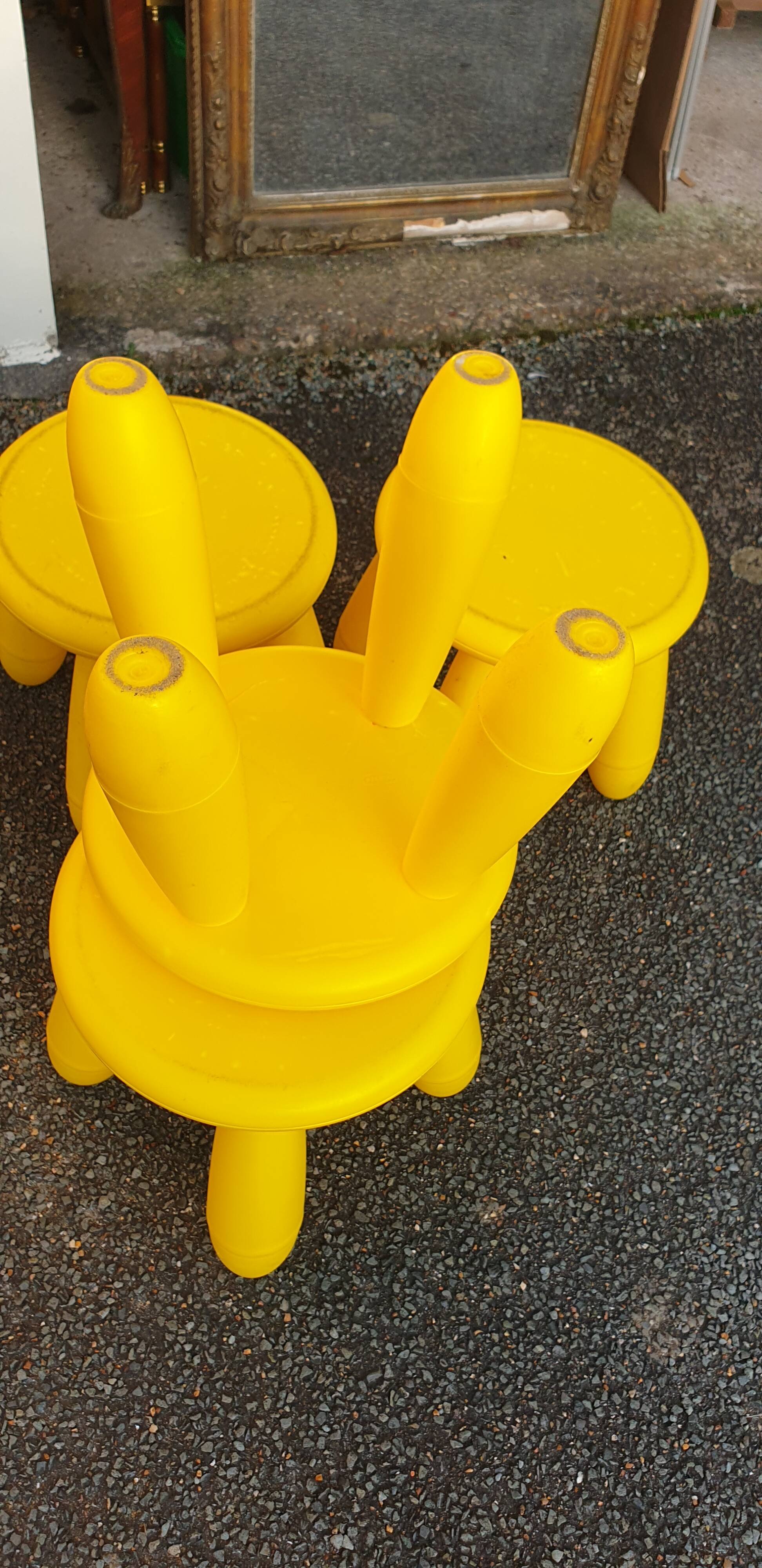 4 low canary yellow stools