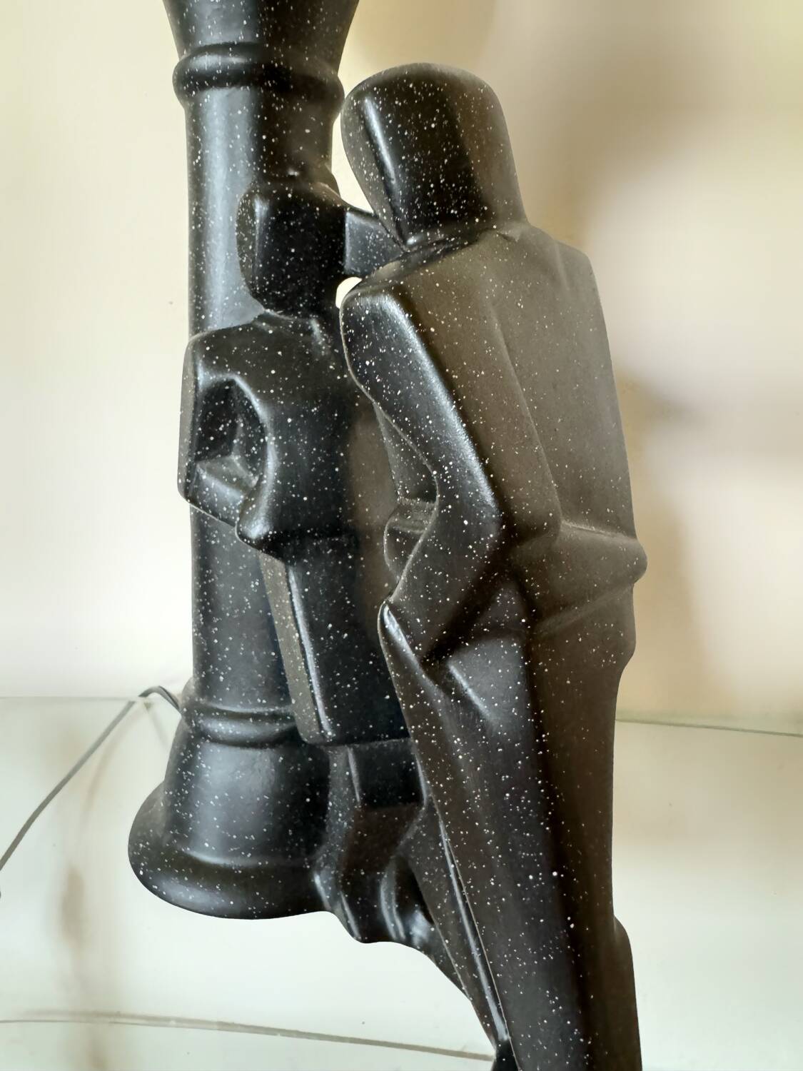 Figurative ceramic and opaline lamp from the 70s