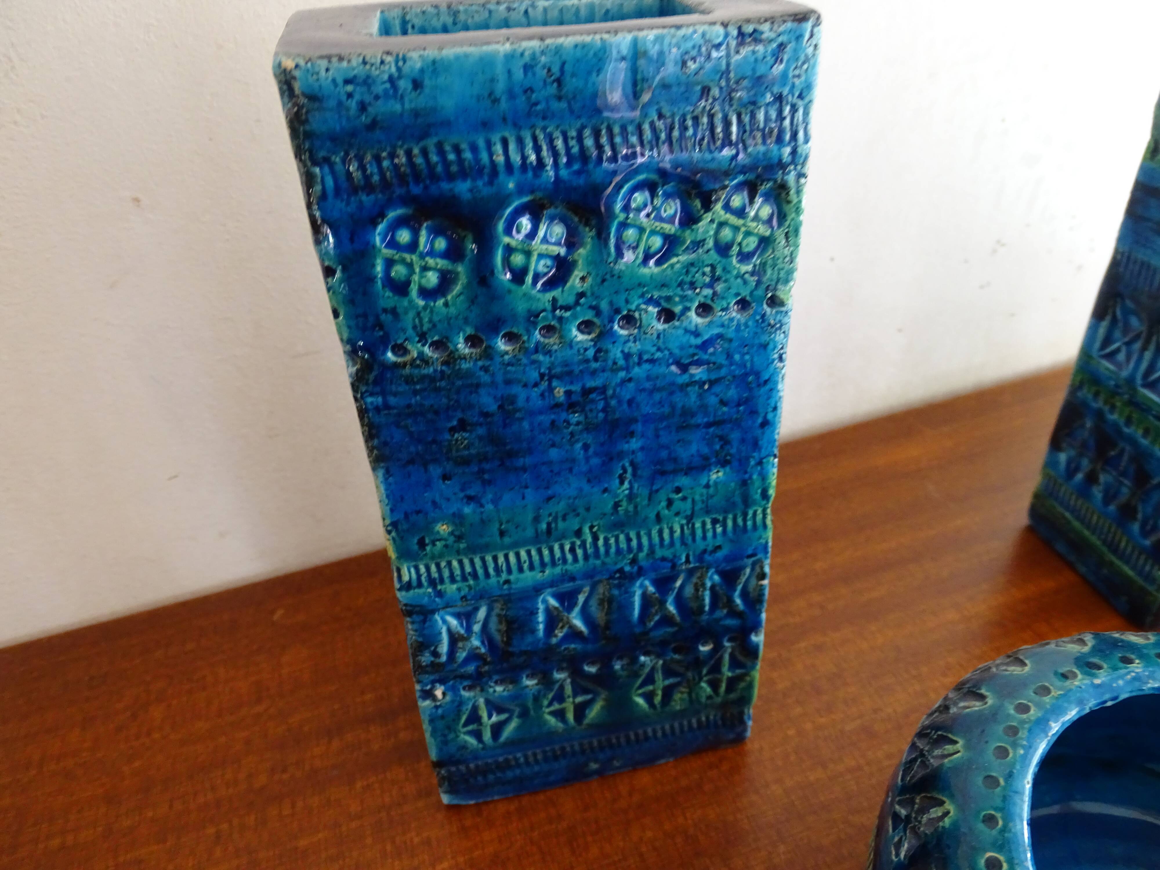 Set of 3 vintage ceramic pieces Aldo Londi for bitossi .