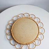 Miroir soleil en rotin