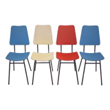 Set of 4 vintage chairs in metal and vinyl