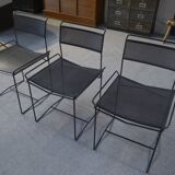 Set of 6 perforated steel chairs, 20th century design