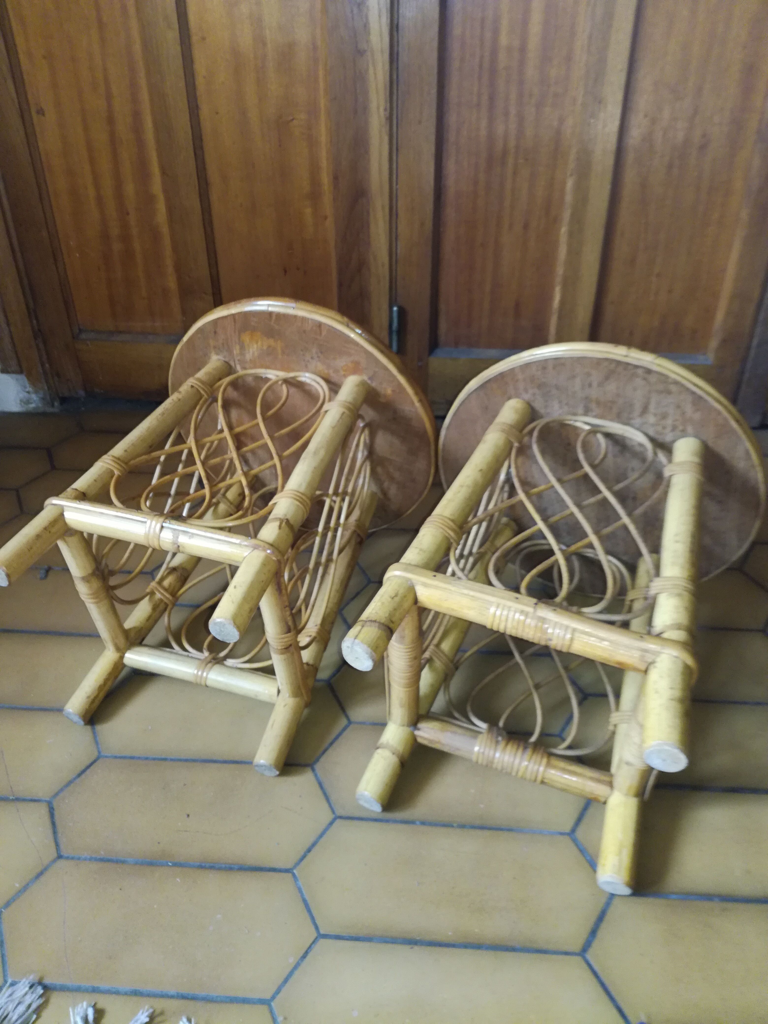 Pair of nightstands in rattan