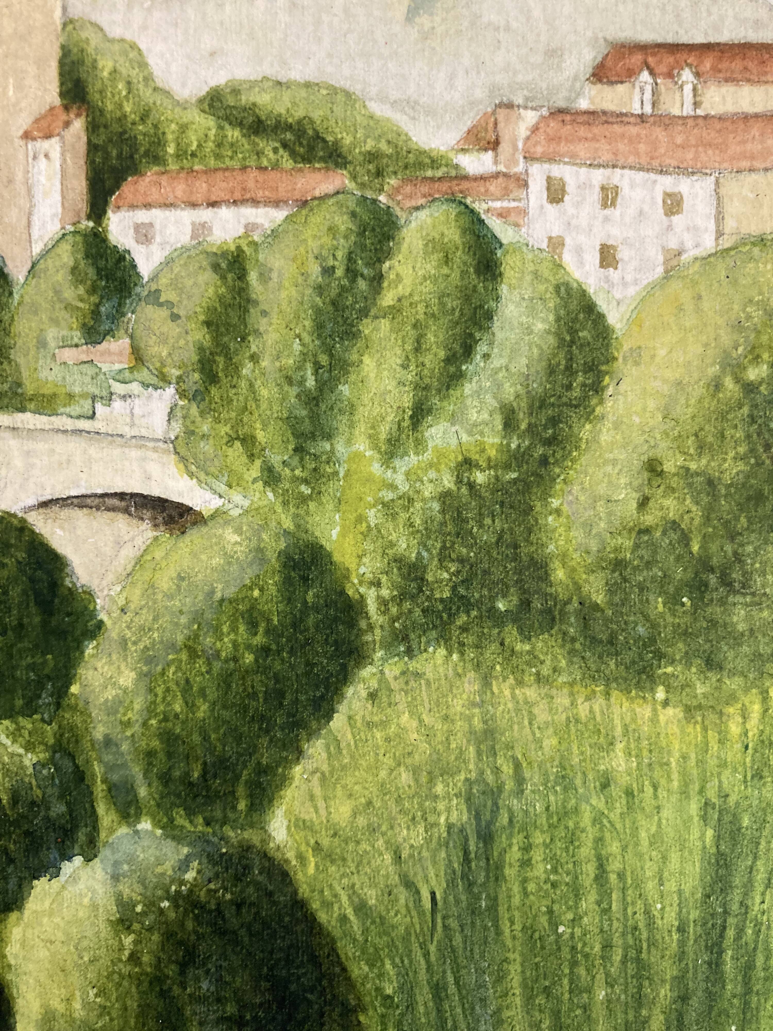 Watercolor seaside landscape recto/verso