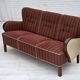 1960s, Danish 3-seater sofa, red furniture wool, beech wood.