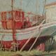 Marine Painting in Oil on Masonite, First Half of the 20th Century, Signed, Gilded Wooden Frame