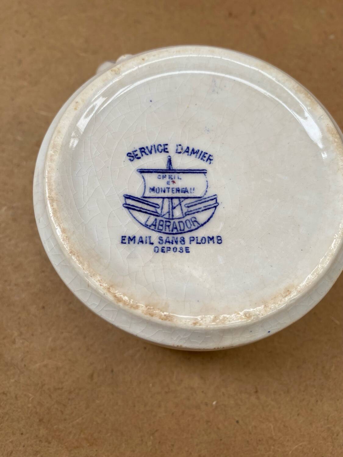 Pair Antique Creil & Montereau Mug Checkerboard Pattern Ceramic France