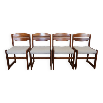 4 vintage brutalist chairs, reupholstered in cotton/linen.