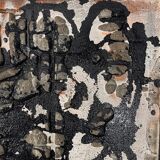Tableau abstrait, huile et concrétions sur panneau N°16,LM Londot 1963