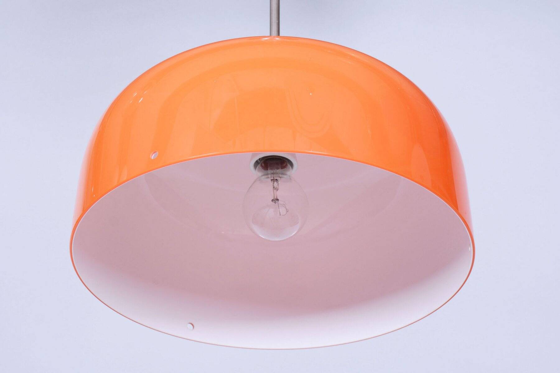 Mid-Century Chandelier in Chrome, Plastic and Glass, Italy, 1960s