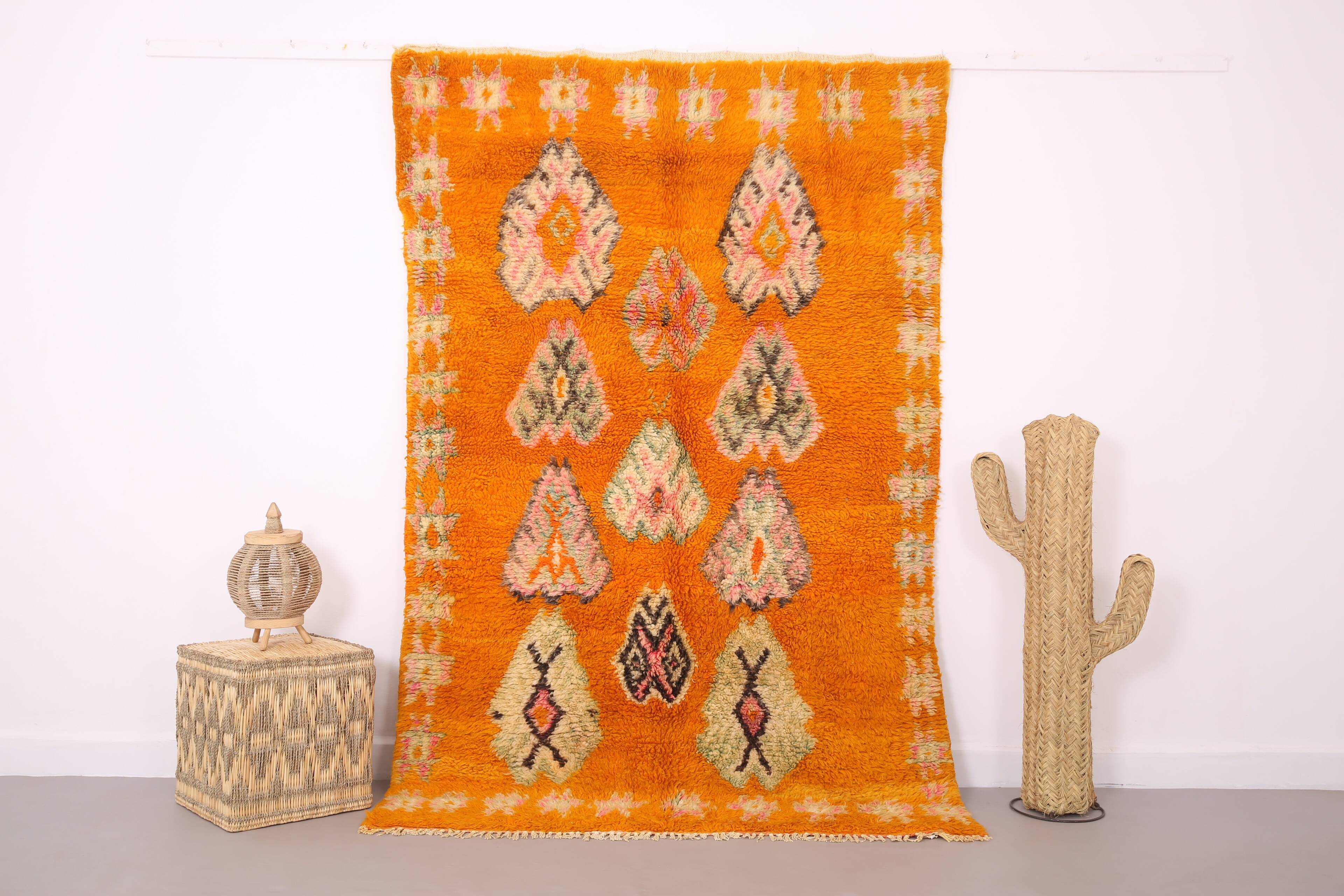 Tapis marocain vintage orange 153 x 228 cm - Authentique tapis berbère fait main