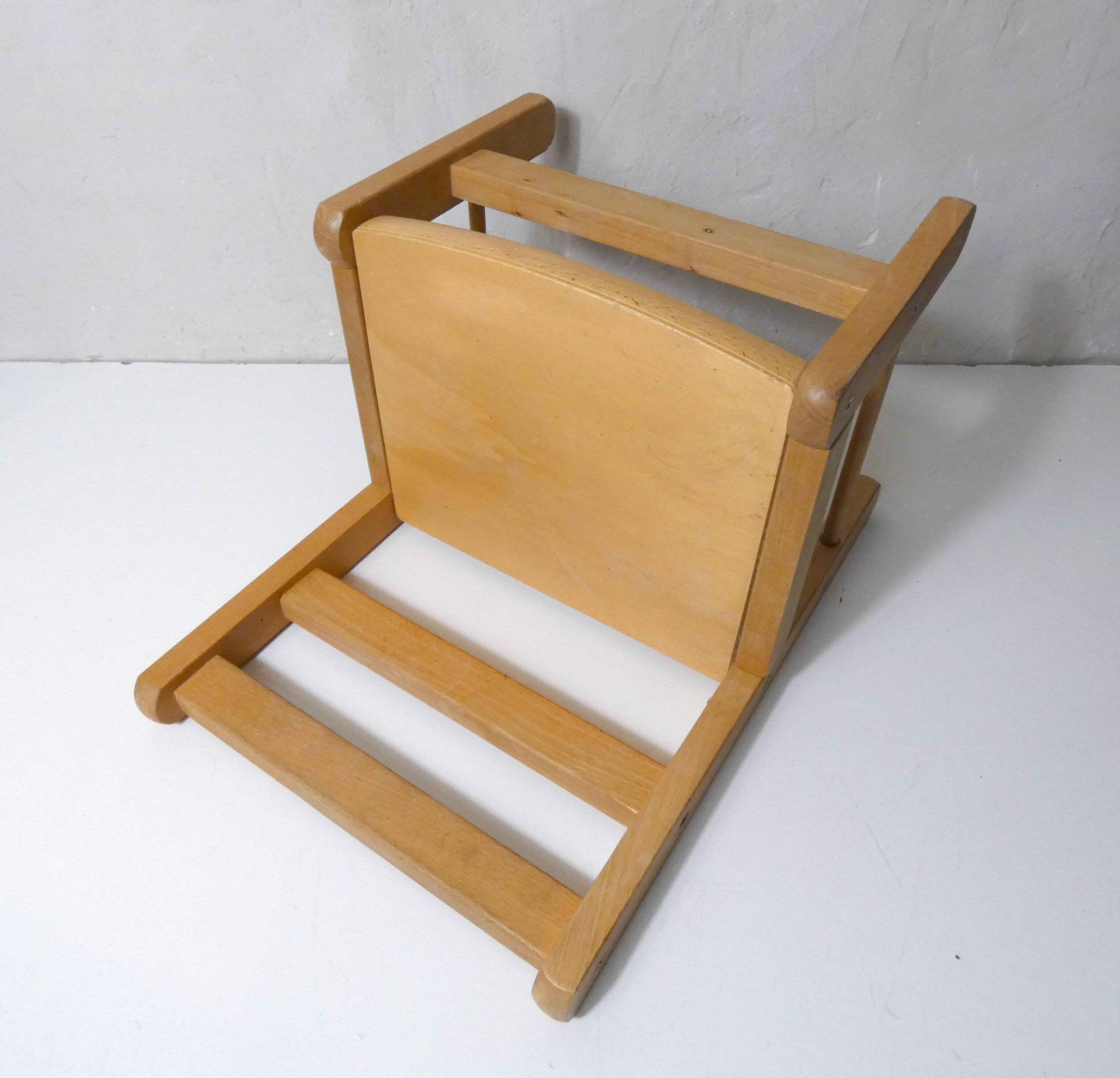 Small vintage combelle wooden chair for children