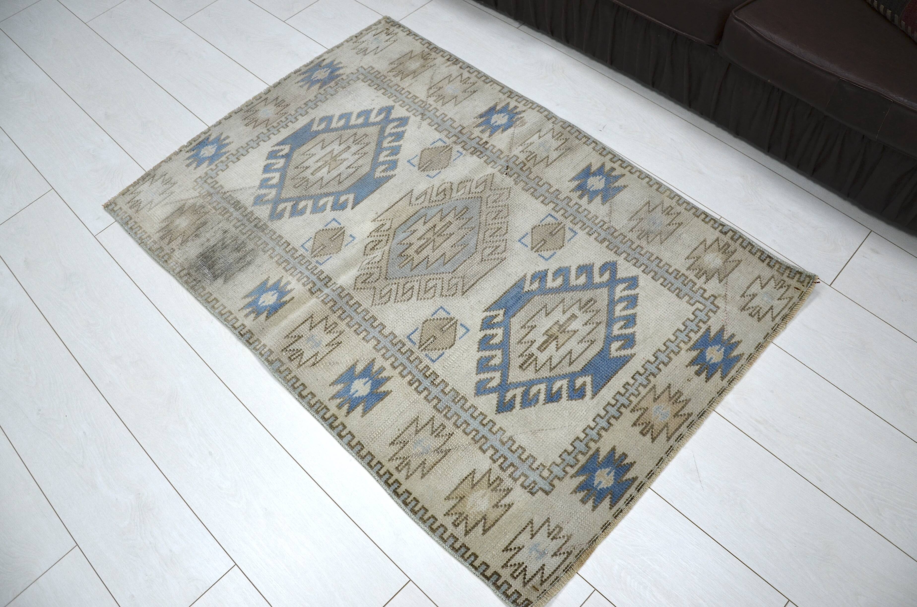 Tapis Oushak bleu et beige sku 1163