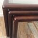 Series of 3 wooden and glass tables from the 70s