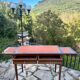 Flat desk in mahogany in the Louis XVI style.