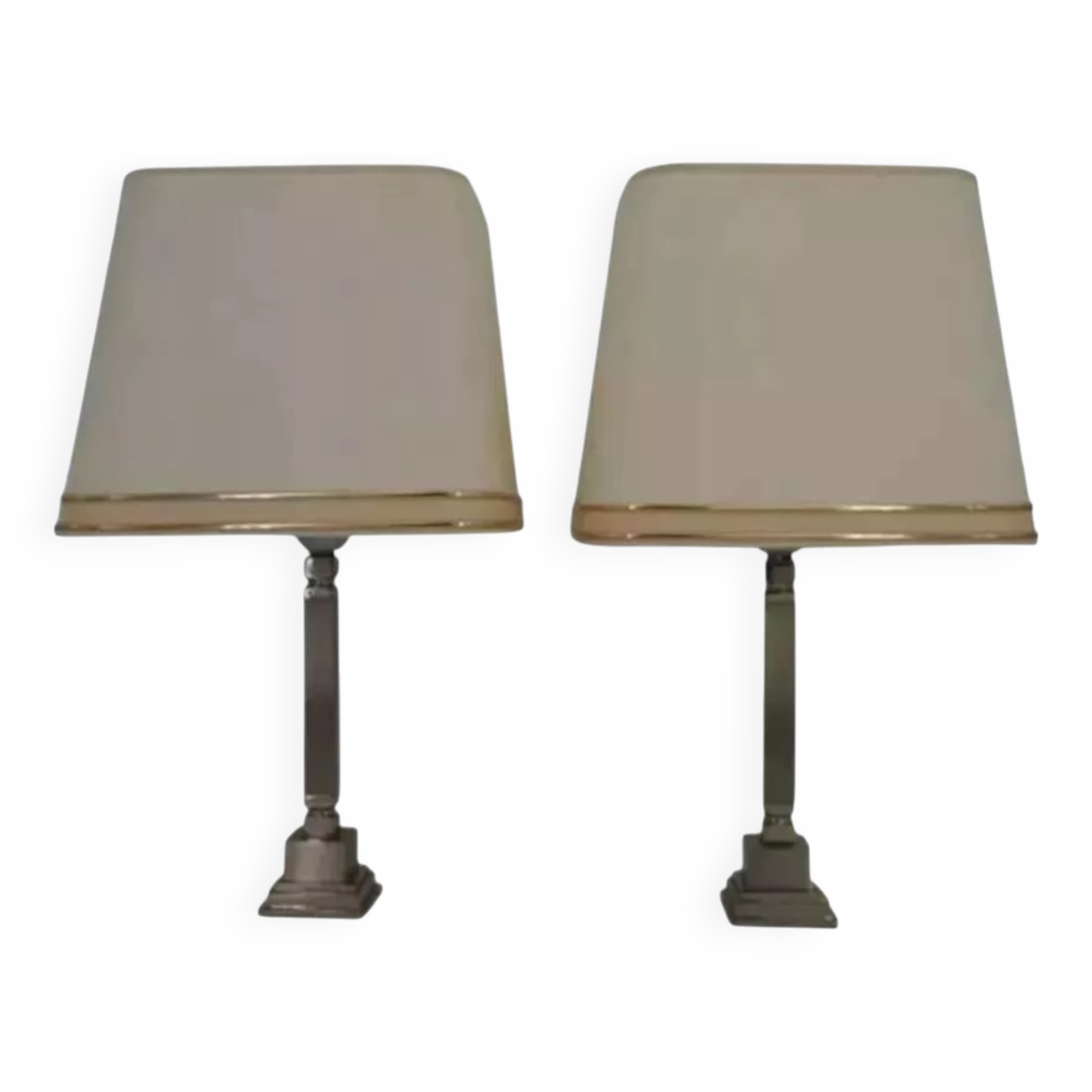 Paire de lampes en chrome et métal brossé