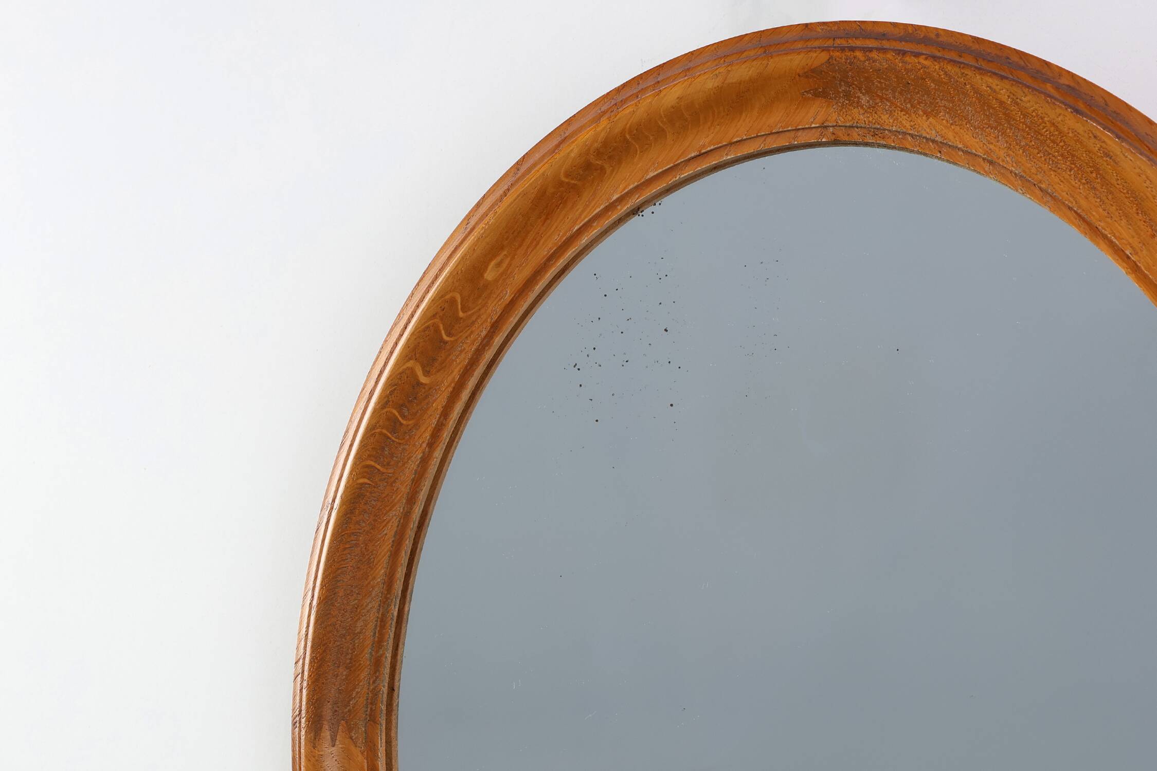 Mid century oval oak Mirror, Belgium 1950s