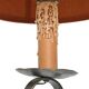 Wrought iron and leather floor lamp in the style of Jean-Pierre Ryckaert.