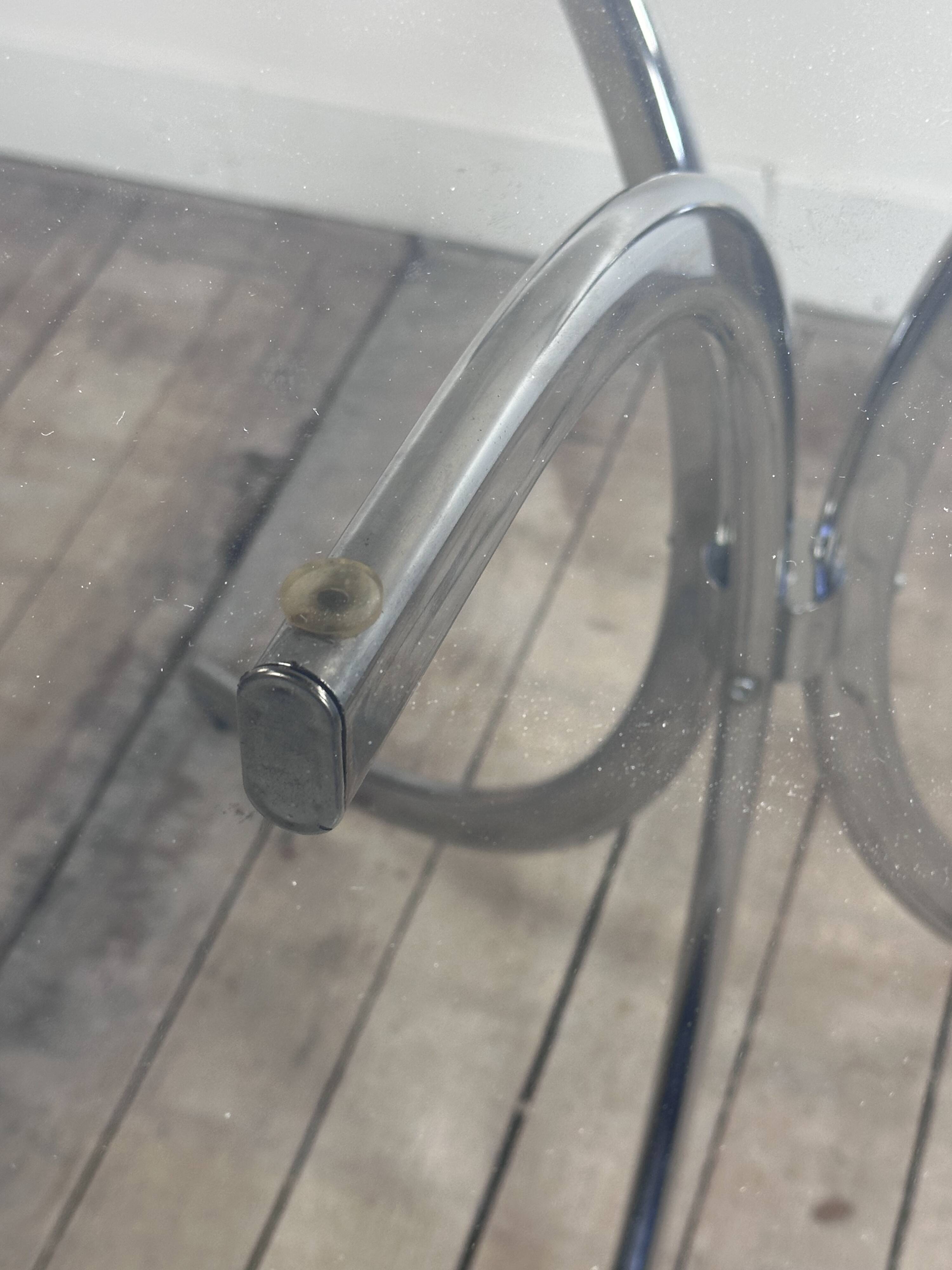 Vintage 1970s round metal and smoked glass table