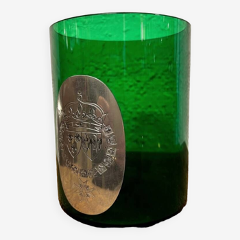 Seau à glaçons vintage en verre vert