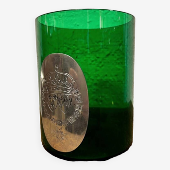 Vintage green glass ice bucket