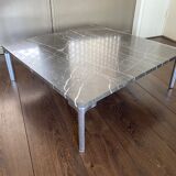 Table basse vintage et moderniste Rolf Benz en marbre et acier