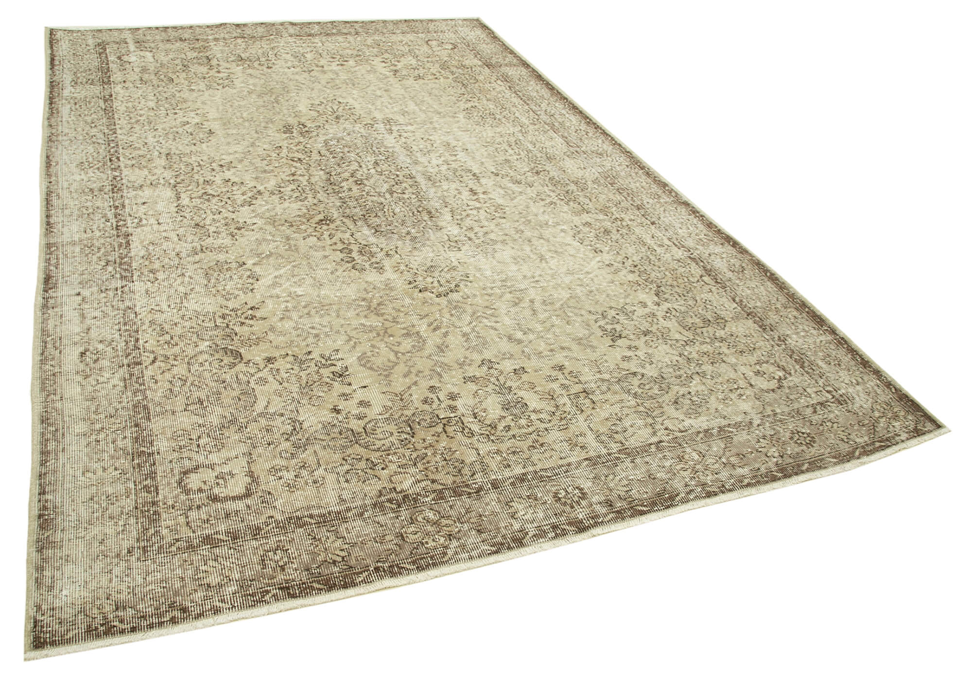 Handmade unique oriental beige rug 202 cm x 313 cm