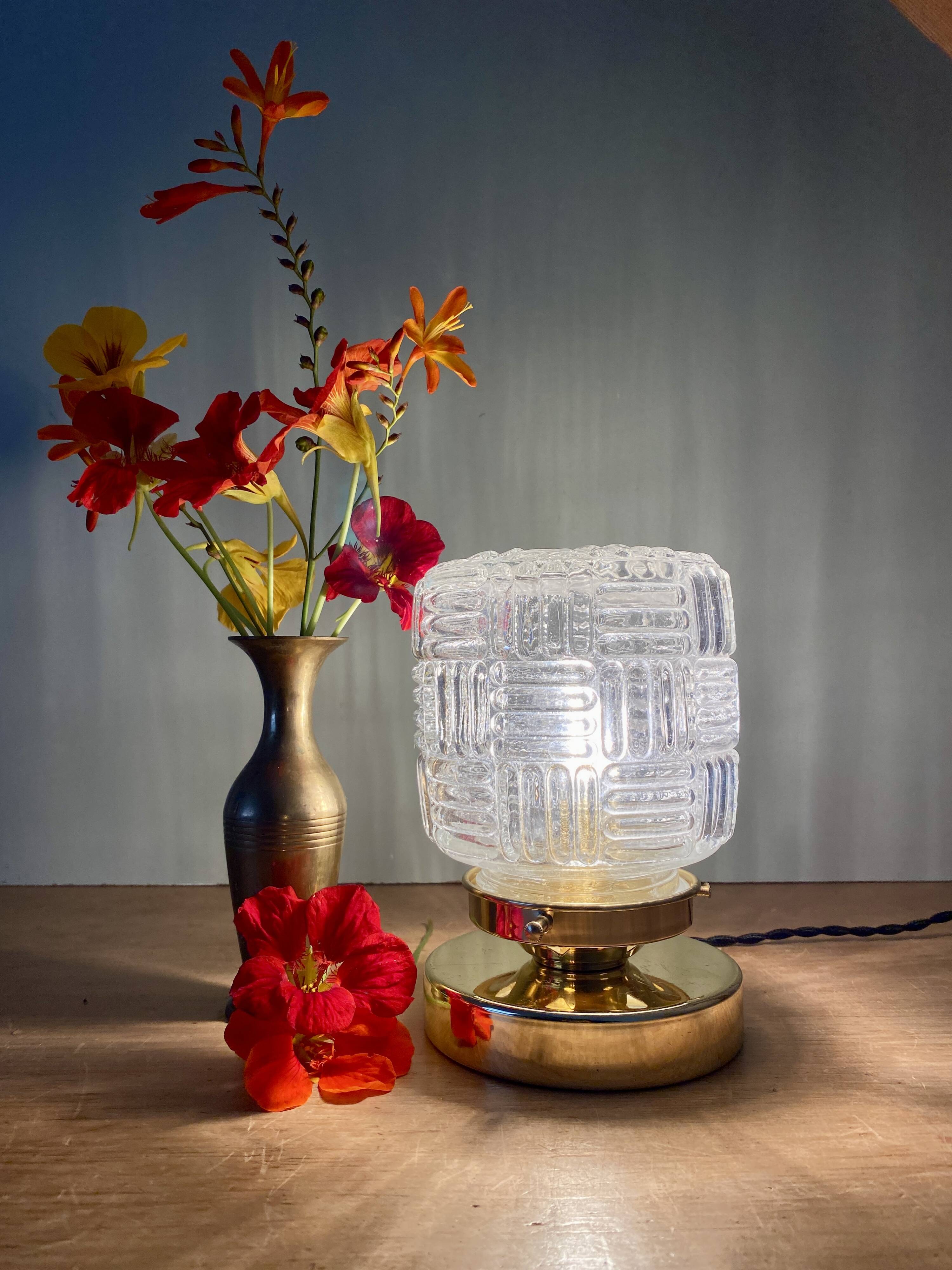 Vintage glass globe table lamp