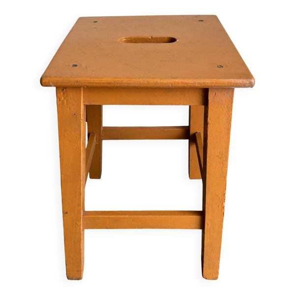 Tabouret de ferme art populaire peinture barn d'origine