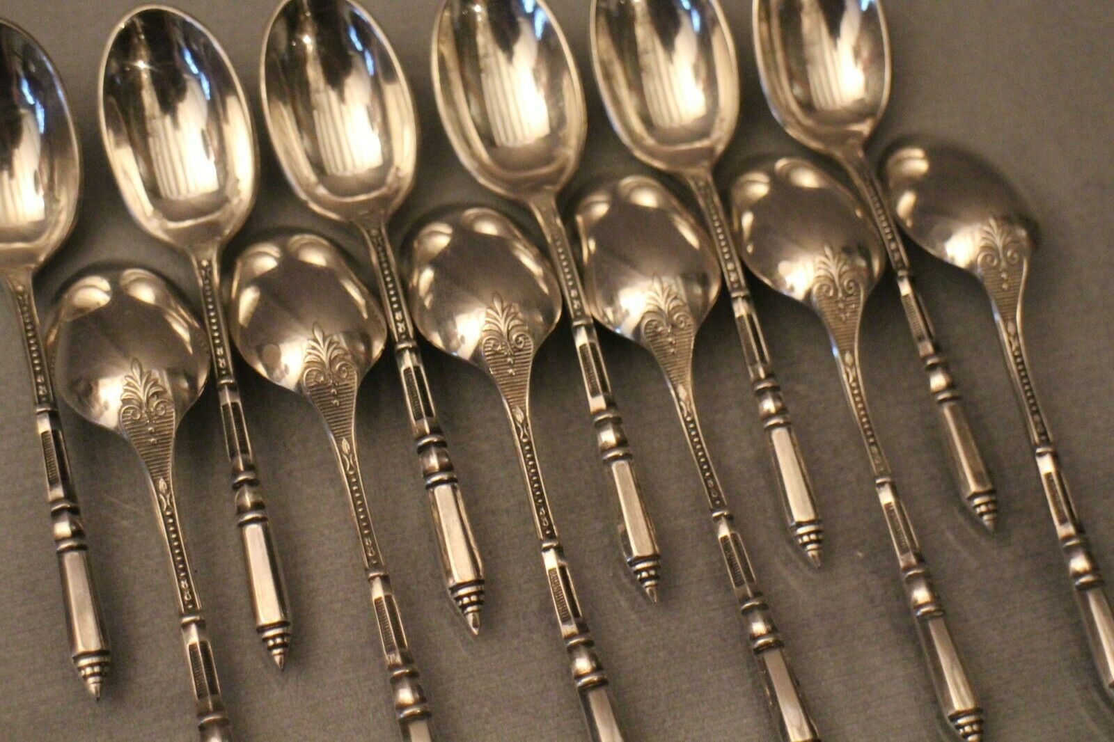 Suite of 12 small spoons with Russian silver metal ERCUIS Regency style