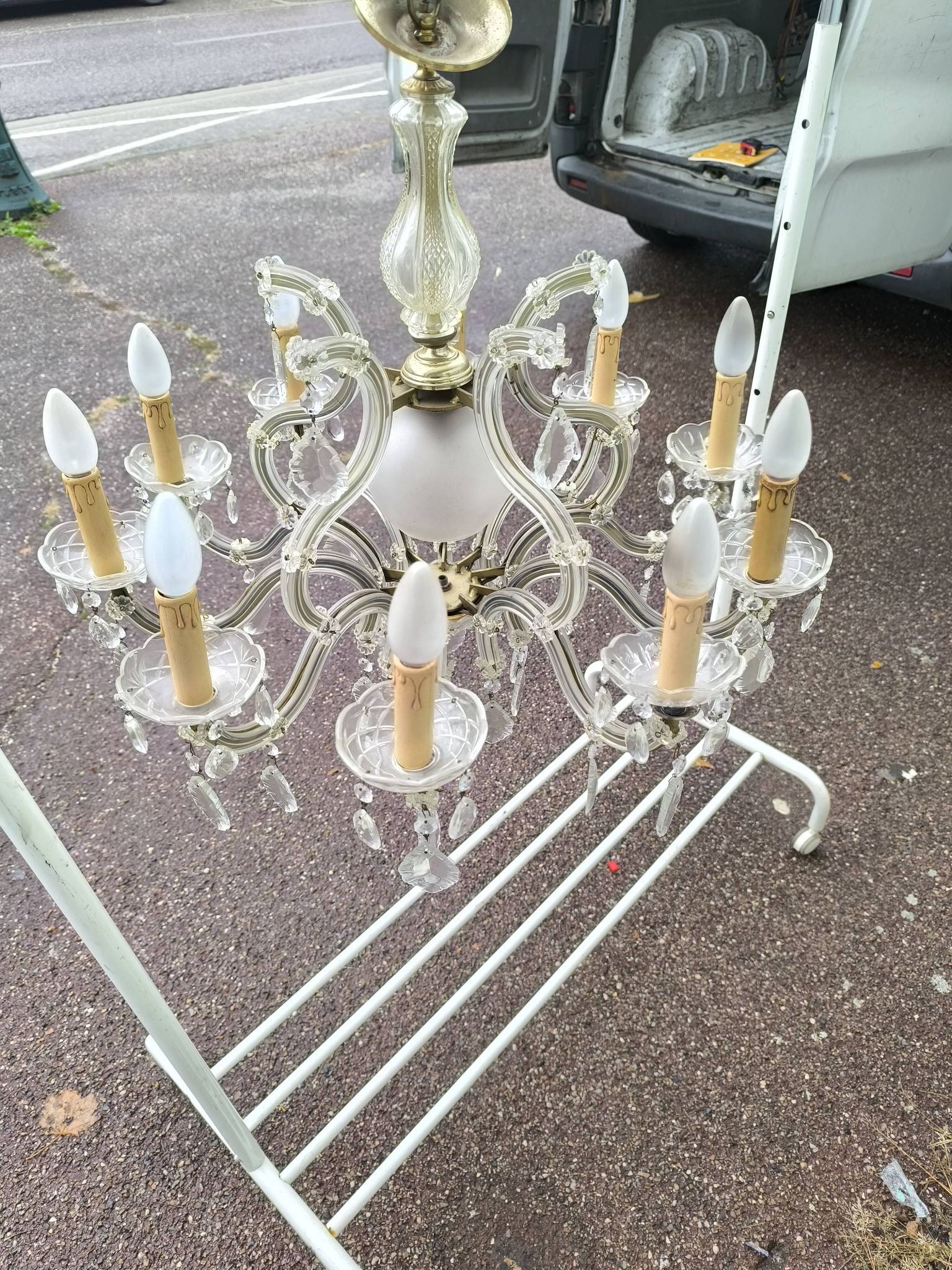 10-branch glass tassel chandelier