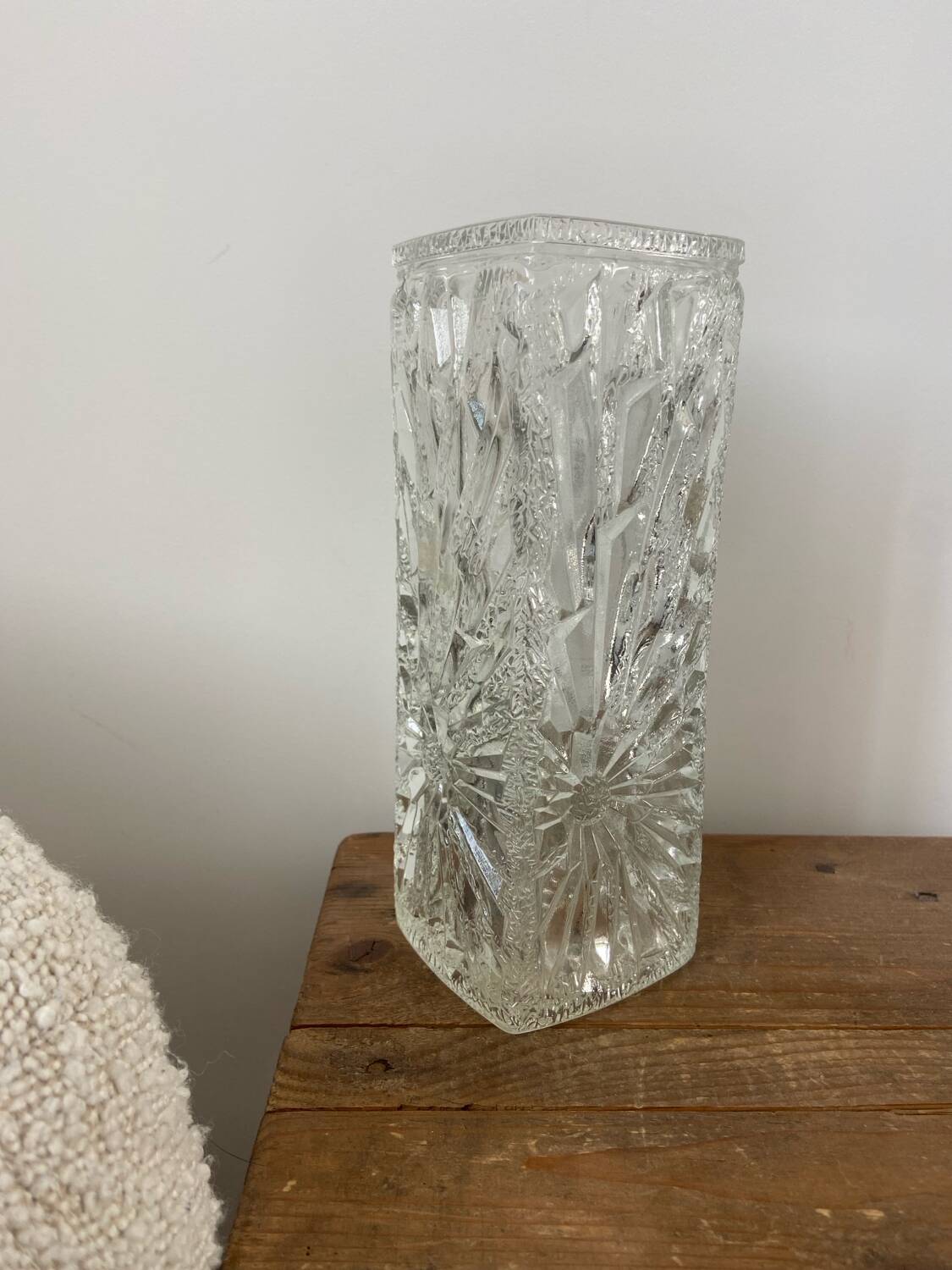 Vintage rectangular glass vase