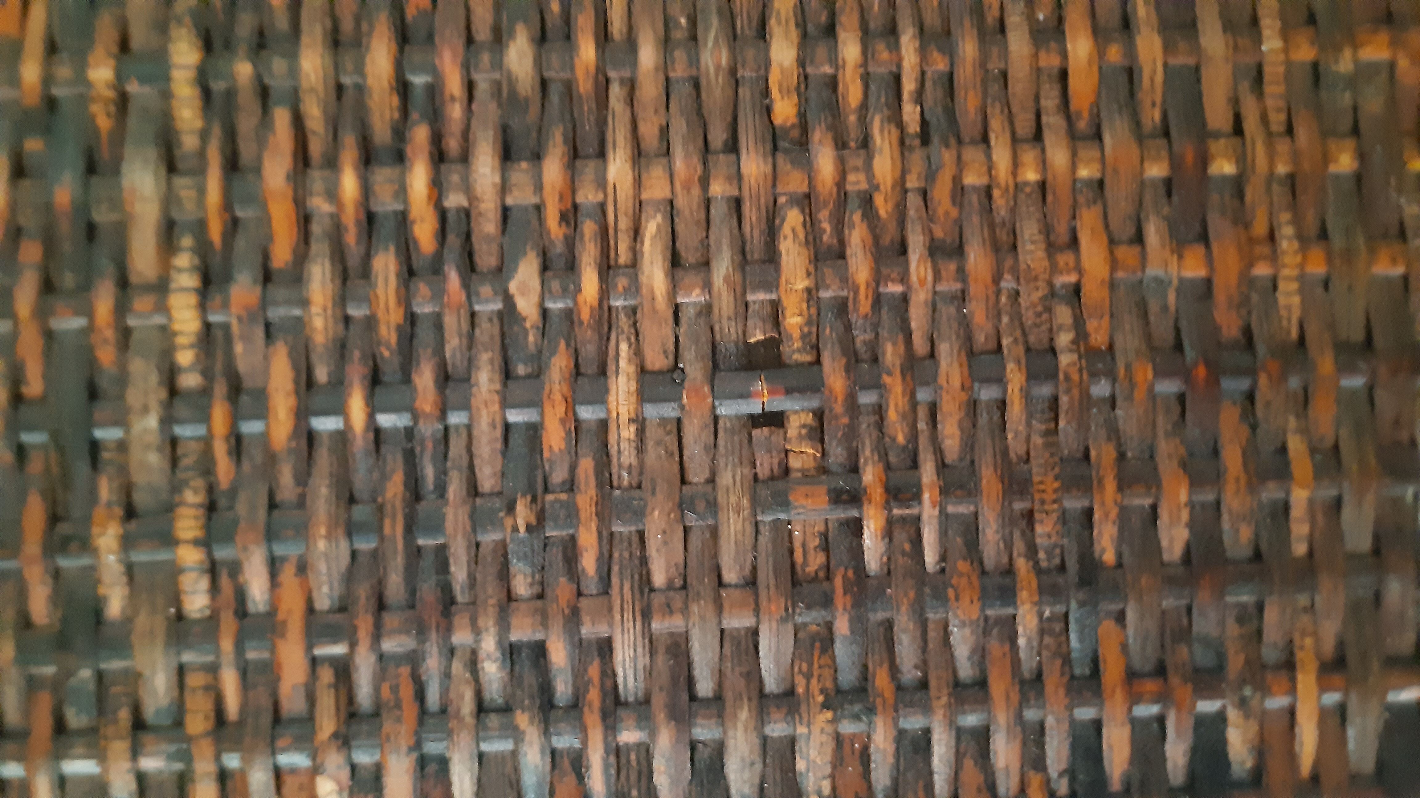 Wooden chest and braided rice straw