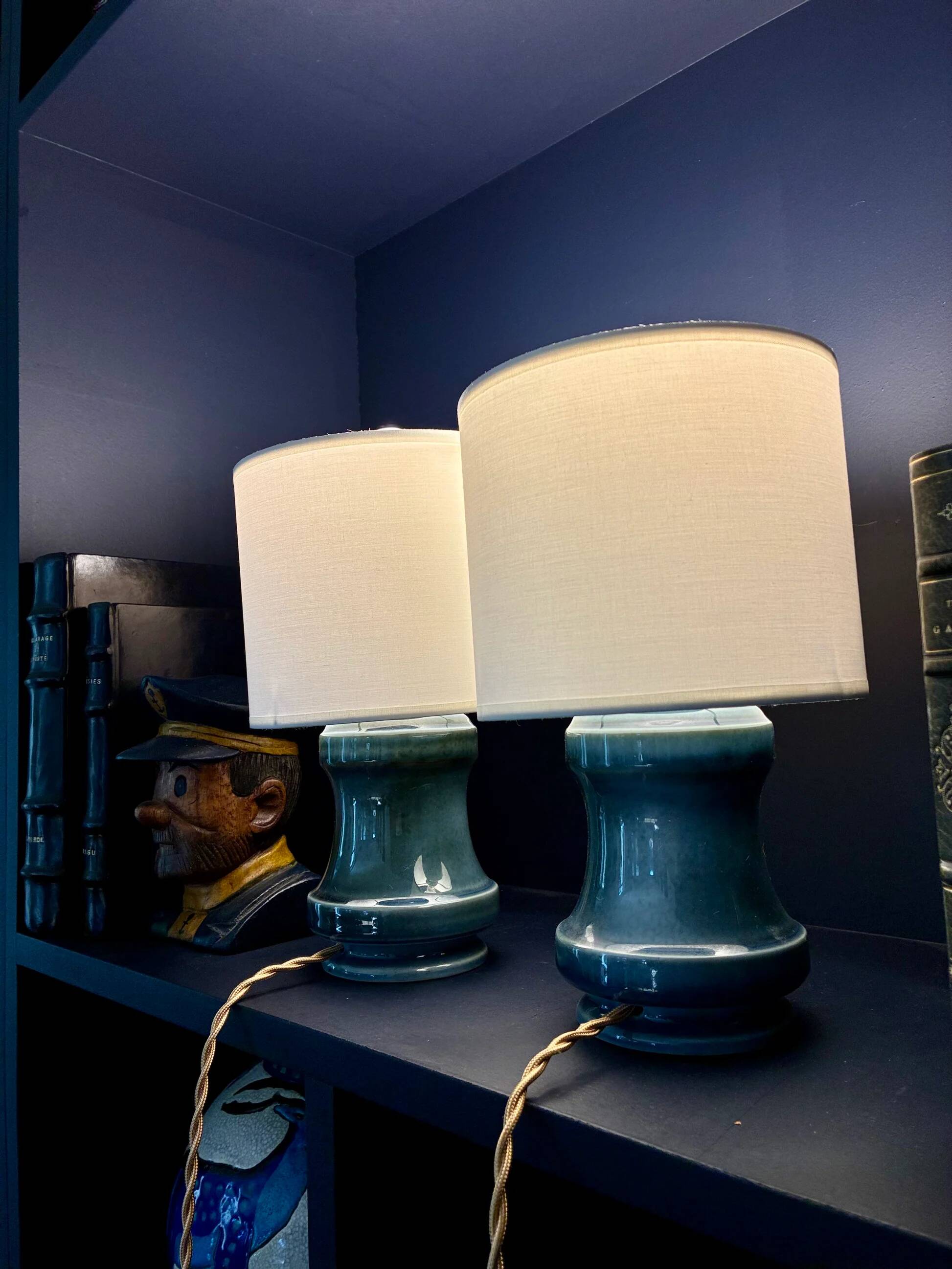 Pair of "Haddock" porcelain bedside lamps - 1950.